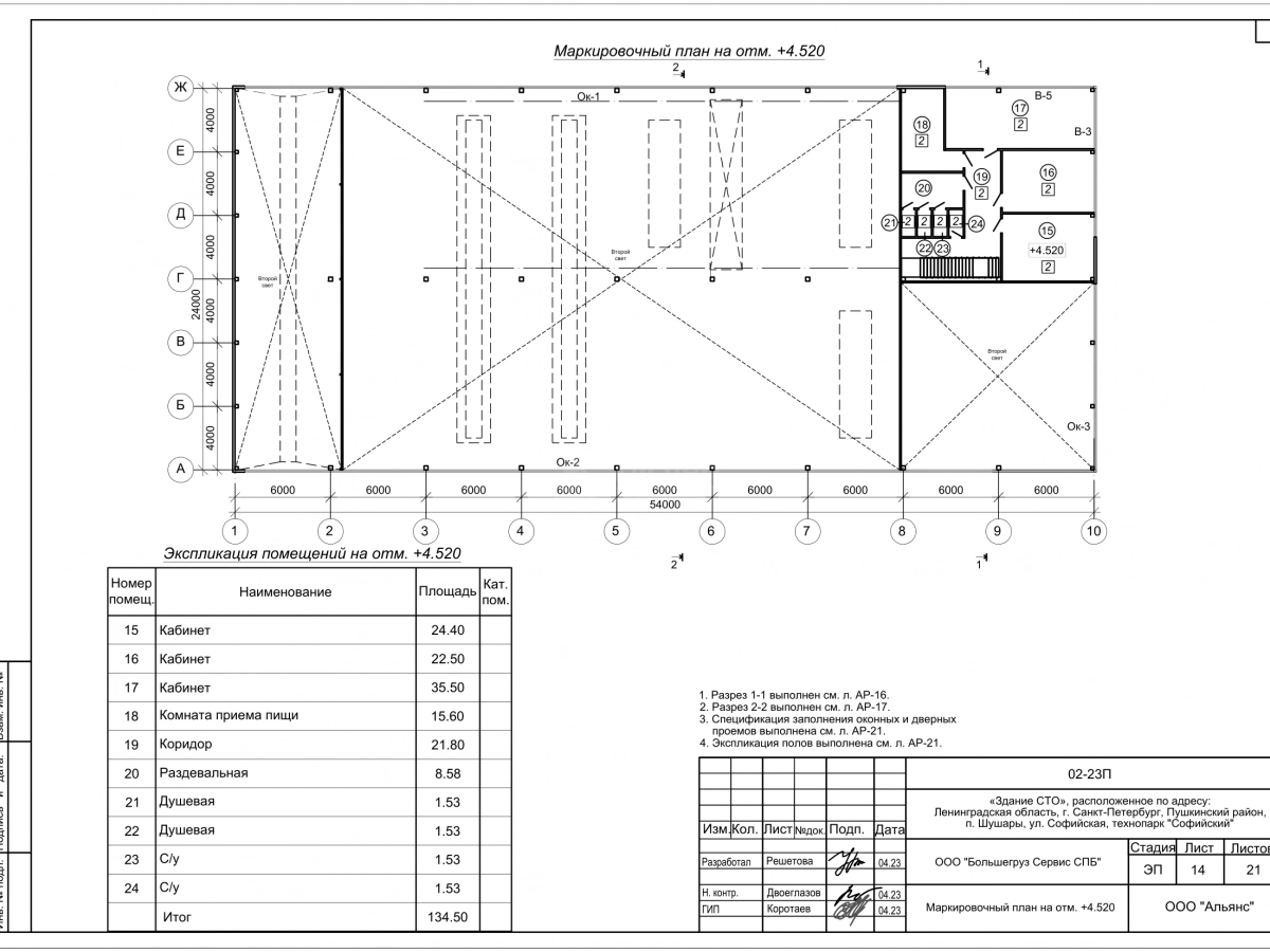 Планировка СТО с АБК с навесом  из сэндвич-панелей -  фото 4
