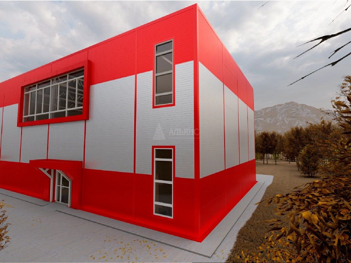 3D визуализация Проект двухэтажного магазина из сэндвич-панелей - фото 5