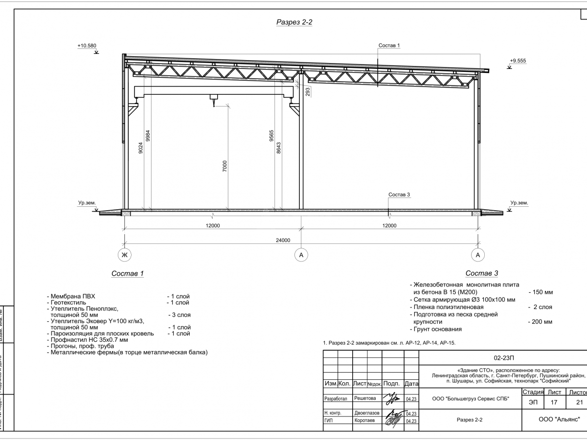 Планировка СТО с АБК с навесом  из сэндвич-панелей -  фото 7